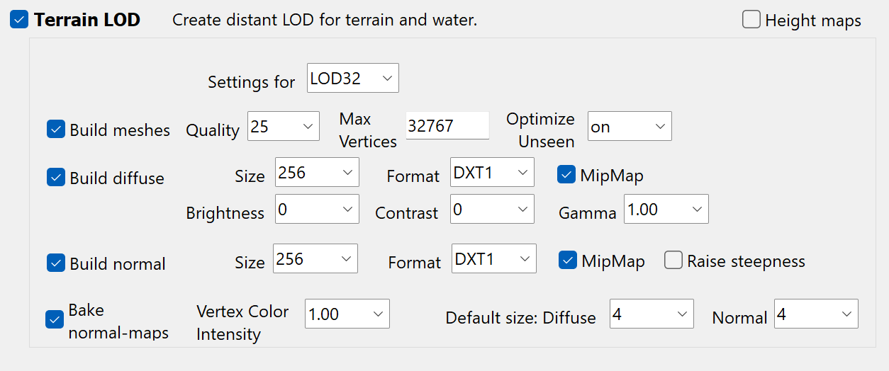 Terrain LOD Settings - Level 32
